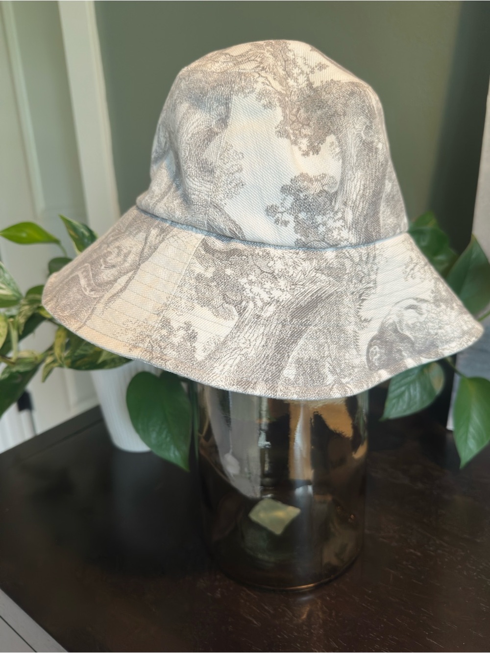 Christian Dior Toile Bucket Hat - White & Gray Jungle Print